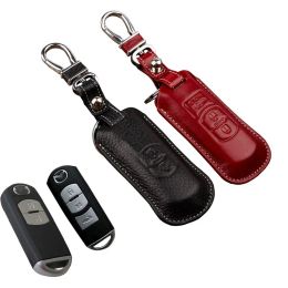 Pegatizas 2017 Case de cubierta llave de cuero para Mazda 2 3 Miata 6 CX5 2014 2015 Accesorios de bolsas de soporte de llave Axela Atenza