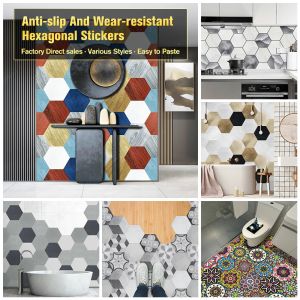 Stickers 21 Stijlen Hexagon Tegels Vloerstickers Keuken Badkamer TV Bank Muur Home Decor Peel Stick Slijtvaste Muurdecoraties