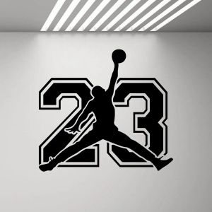 Autocollants 23 affiche de basket-ball signe autocollant mural célèbre joueur Silhouette vinyle enfants autocollant garçons chambre décor Sport décalcomanies amovibles 1276