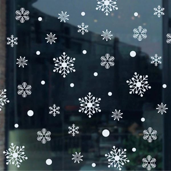 Autocollants 38 pcs/lot autocollants de flocons de neige de fenêtre en verre électrostatique, décoration d'hiver de chambre d'enfants, autocollants muraux de noël, décalcomanie, wallpa