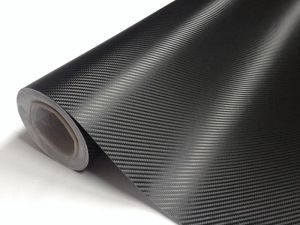 Stickers 3D Black Carbon Fiber Vinyl Wrap Car Wrapping Filmbladen met luchtafvoer Maat 1.52x30m/Roll 5x98ft