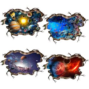 Stickers 3D Cosmic Galaxy en de onderwaterwereld behang zelfklevende poster PVC muurschilderingen muurstickers voor kinderkamers decoratie