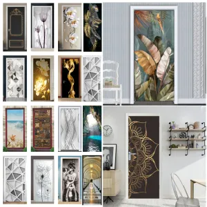 Pegatinas 3D Vision PVC Puerta Etiqueta Papel tapiz para sala de estar Dormitorio Decoración Adhesivo Extraíble Póster de pared Diseño del hogar Mural Deurstickers