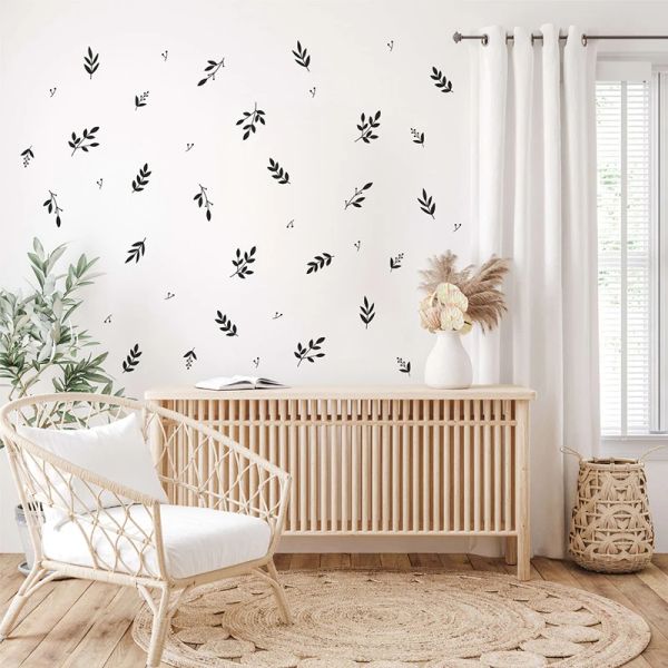 Autocollants 45 pièces feuilles botaniques Branches autocollant mural bébé pépinière chambre brindille Jungle arbre mur décalcomanie salon vinyle décor