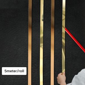 Stickers 5/10 meter goud muursticker strip roestvrij staal plat zelfklevend woonkamer decoratie spiegels voor thuis muur rand strip