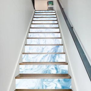 Autocollants 6 pièces/13 pièces lignes de marbre frais escalier autocollant PVC escalier papier peint décalcomanies bricolage auto-adhésif vinyle Mural escalier décor affiches