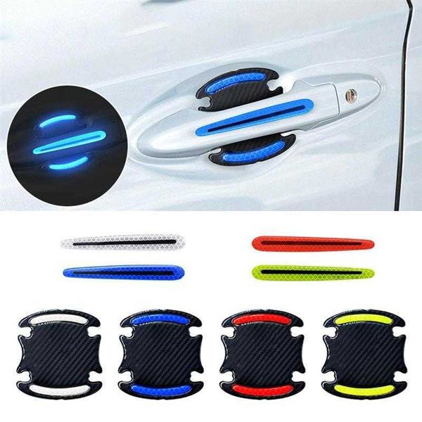 Pegatinas 8pcs/set Cars Sticker Anti-colision Strip Safet Strips reflectante para la manija de la puerta del automóvil al aire libre Protector R230812