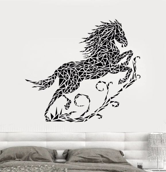 Autocollants abstraits en vinyle autocollant chambre à coucher géométrique Running Horse PVC Sticker Autocollant Home Decoration Living Animal Art Decor Autocollants S051