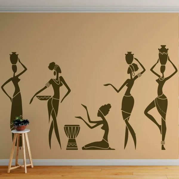 Autocollants African Femme Girl Africa Femmes décalcomanies Art mural Vinyl Sticker Mural Home Decor 2FZ7