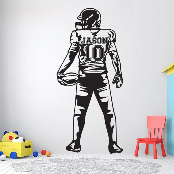 Autocollants Football américain mur Art cadeau personnalisé décalcomanie murale sport vinyle garçons mur Art chambre d'enfants décoration de la maison G178