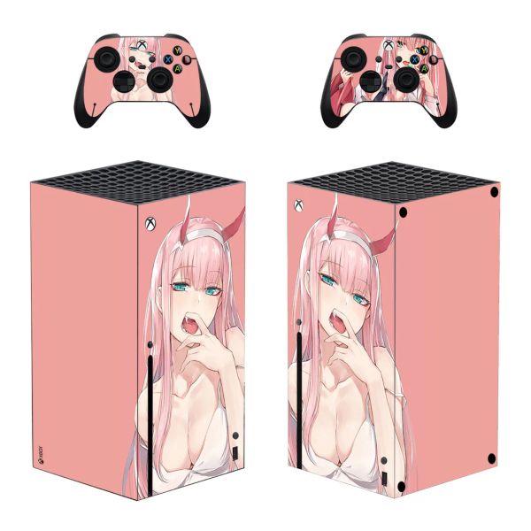 Autocollants anime mignon girl skin autocollant couvercle pour la console Xbox Series X et 2 contrôleurs Xbox Series X Vinyle autocollant pour peau