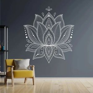 Stickers Mooie Lotus Mandala Muurstickers Lotusbloem Zen Relax Om Meditatie Kamer Decor Sticker Yoga Studio Muurschildering Behang G061