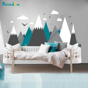 Autocollants Big Baby Room Decal Adval Adventure The décor de montagne Mountain Cloud Nursery Room Kid Room amovible Vinyl Wall Sticker JW373