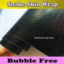 Stickers Black Snake Skin Vinyl Wrap met Air release Snake texture wrap Car Wrapping Film voor autostyling Skin Film Gratis verzending maat 1.5