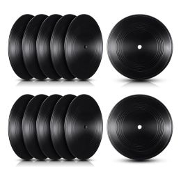 Autocollants vierges en vinyle disques 7 pouces CD pour décoration de chambre CD décor mural décor en vinyle décor de faux disques noirs (12 pièces)