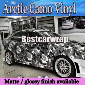 Autocollants bleu blanc noir neige camo vinyle wrap wrap style with air rlease gloss / Matt arctic camouflage alum camion couvrant 1,52x 30m /4.9