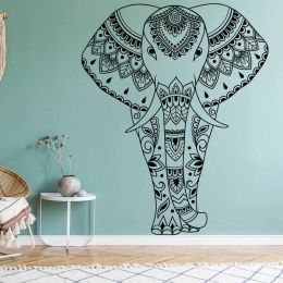 Pegatinas Boho elefante indio calcomanías vinilo Interior decoración del hogar sala de estar dormitorio Mandala animales pegatinas de pared murales removibles S543