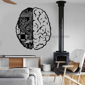 Autocollants Brain Chip Engineer Vinyl Wall Stickers Geek Computer Artificial Intelligence Mur Secal Creative Design Wallpaper Mural SA916