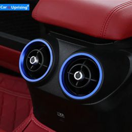 Autocollants style de voiture 2 pièces/lot, cercle décoratif de sortie de climatisation pour accoudoir en alliage d'aluminium pour Alfa Romeo Giulia 2017 2018, accessoire