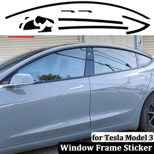 Autocollants Autocollant de cadre de fenêtre de voiture pour Tesla Modèle 3 20172022 Accessoires de décoration extérieurs PVC Handle Porte de porte Black Protector Trim Stands