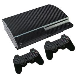 Autocollants en fibre de carbone noir pour la graisse PS3 pour les autocollants cutanés PS3 pour la console 2 pads Contrôleur Sticker peau