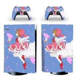 Carte d'autocollants Capteur SAKURA PS5 Sticker Sticker Sticker Sticker pour PlayStation 5 Console Contrôleur PS5 Disque Sticker Sticker