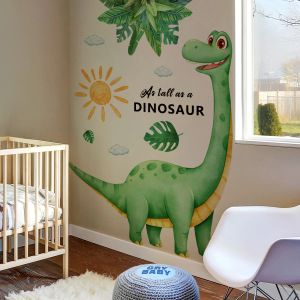 Autocollants muraux de dinosaures de dessin animé, pour chambre de garçons, chambre d'enfants, autocollant mural de plantes, décoration de chambre d'enfants de la maternelle, sparadrap muraux