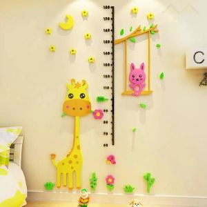 Stickers Cartoon Giraffe Hoogtestickers Baby Hoogte meten Liniaal Kinderkamer Muurstickers 3D Driedimensionale muurstickers