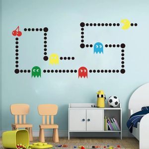 Autocollants Cartoon Pacman Jeu Sticker mural Chambre d'enfant Jeu de pépinière Xbox Space Invaders Pacman Sticker mural Chambre à coucher Salle de jeux Vinyle Décor 210308