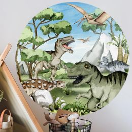 Stickers cirkelvormige dinosaurus wereld muur sticker self -adhesive vinyl stickers kinderen kinderdagverblijfslaapkamer behang voor kinderkamer huisdecoratie