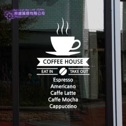 Autocollants Coffee Shop Sticker Bean Milk Tea Decal Café Casse Affiche Vinyl Art Mur décor mural Décoration Break Pain Gafe Verre décalcomanies