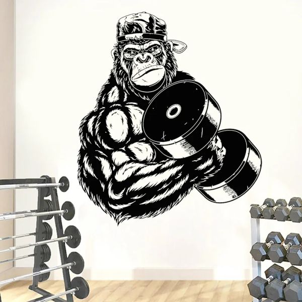 Autocollants cool gorille gym mural autocollant en vinyle fitness décalage de décalage