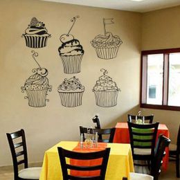 Autocollants cupcakes mural autocollante pâtissier guide autocollant mural café boulangerie de boutique de desserts décoration intérieure décoration en vinyle art s1023