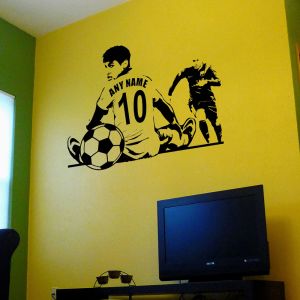 Autocollants personnalisés maillot nom et numéro mur Art football sticker mural décor vinyle autocollant personnalisé joueur de football américain décalcomanie A405