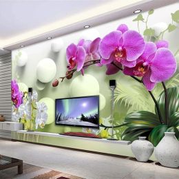 Stickers Aangepaste foto Wallpaper 3D stereoscopische bal bloem moderne tv achtergrond decor interieur slaapkamer woonkamer bank muurschildering muurpapier