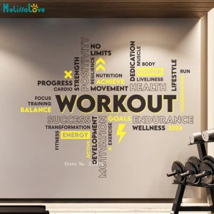 Stickers Custom Two Colors Workout Vinyl Gym Wall Decals Inspirational Words Stickers No Stop Fitness Collage Murals YT6518
