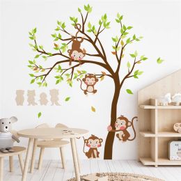 Autocollants mignon singe jouant sur branche arbre Stickers muraux pour chambres d'enfants grands enfants Stickers muraux bébé chambre décoartion pépinière vinyle