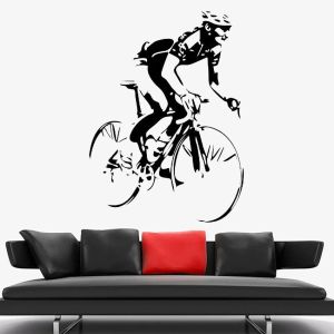 Pegatinas ciclista bicicleta pared calcomanía carretera para bicicleta pegatina de pared de la pared deportiva pegatina de vinilo en vinilo