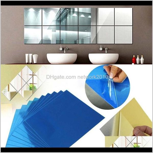 Autocollants Décor Maison Jardin Drop Livraison 2021 Surface Miroir Moderne Décoration Murale Stickers 0Dot1Mm Carré Acrylique Autocollant Auto-Adhésif Pour Livi