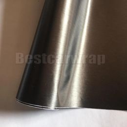 Autocollants Vinyle brossé gris foncé pour les autocollants enveloppe de voiture avec bulle d'air Brussage gratuit Gunmetal Car Emballage Style Foil revêtement: 1,52 * 20m / rouleau