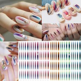 Autocollants Stickers 1 Feuille Gradient Nail Striping Tape Lignes Colorées 3D Polonais Adhésif Ongles Bandes DIY Pour Art Décorations Prud22