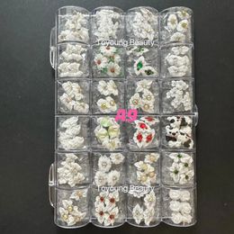 Pegatinas Calcomanías 100PCS Joyería de perlas de uñas Navidad hecha a mano Feliz Kawaii Nail Art Charms Personalizar pegatinas de decoración 3D Flores acrílicas 231205