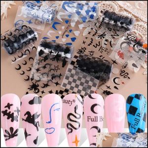 Stickers stickers 10 stks dambord rooster slang nagelfolies abstract gezicht ster maanoverdracht fl wraps gel Poolse accessoires drop del dhcrh