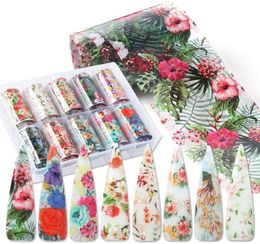 Stickers Decals 10 stuks nagelfolie bloemen blad papier kunst overdracht sticker slider wraps DIY manicure decoraties LAXKH405411100209
