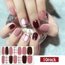 Pegatinas Calcomanías 10 unids / pack Pegatinas de Uñas Completas Envolturas Adhesivo para Dedos Puntas de Uñas Calcomanía Mixta Faux Ongles Corea Estilo Belleza Herramientas de Manicura de Uñas 230726