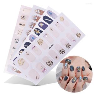 Pegatinas Calcomanías 16 Postes / 1 Hoja Nail Art UV Gel Polish Wraps Tiras Cubierta completa Herramienta de manicura colorida Prud22