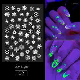 Calcomanías de calcomanías 1pc luminoso para uñas manicura halloween copo de nieve/mariposa/decoraciones de arte de uñas de llamas accesorios#tr01-05 prud22