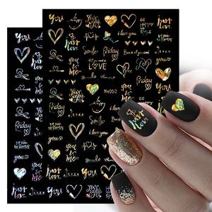 Autocollants décalcomanies 1 pièces 3D Laser coeur lettre autocollant d'ongle décoration d'art d'ongle fleur étoile accessoires d'ongle décalcomanie autocollants fournitures d'ongles pièces d'ongles 230905