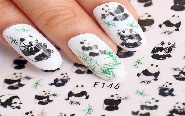 Calcomanías adhesivas 3D para uñas, puntas súper finas, decoración de manicura, envolturas de bambú Panda, F1462030925, 1 Uds.
