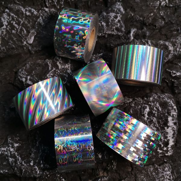 Pegatinas Calcomanías 1 rollo 100 M Láser Láminas para uñas Holo Papel de transferencia Manicura Arte holográfico Decoraciones 230608